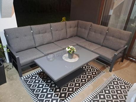 Narożnik ogrodowy z regulowanymi fotelami i podnoszonym stołem Tavaro Corner Plus Antracite