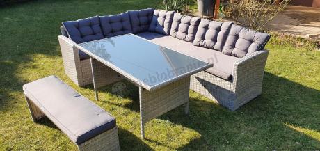 Jasnoszary narożnik ogrodowy technorattan