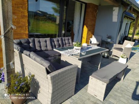 Jasnoszary narożnik ogrodowy technorattan