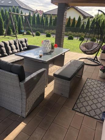 Jasnoszary narożnik ogrodowy technorattan