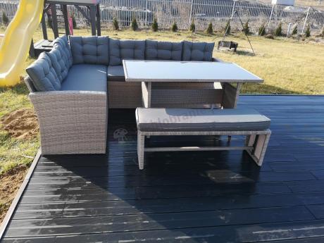 Jasnoszary narożnik ogrodowy technorattan