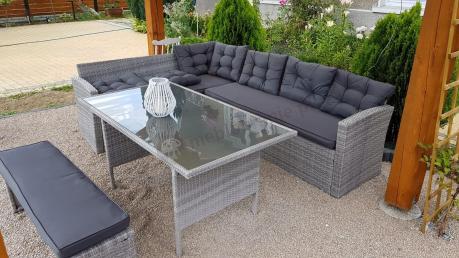 Jasnoszary narożnik ogrodowy technorattan