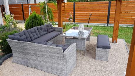 Jasnoszary narożnik ogrodowy technorattan