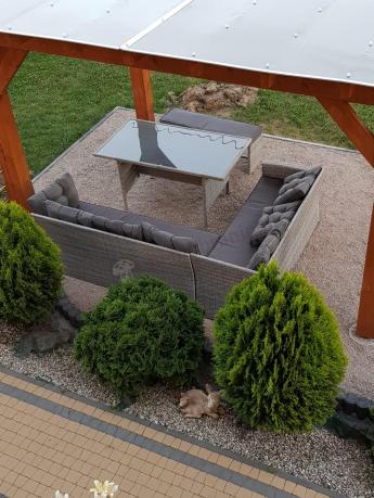 Jasnoszary narożnik ogrodowy technorattan