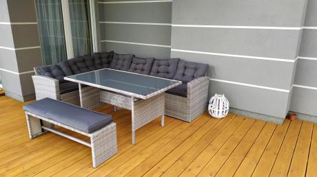 Jasnoszary narożnik ogrodowy technorattan