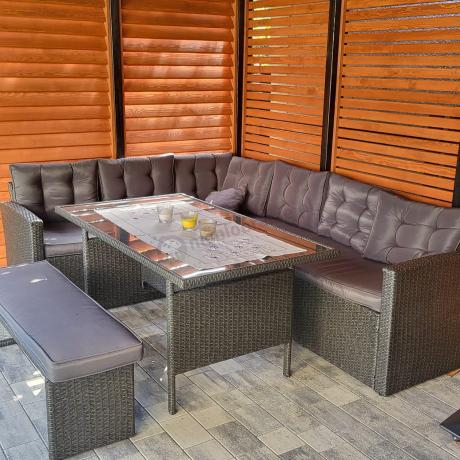 Narożnik tarasowy z technorattanu ciemnoszary