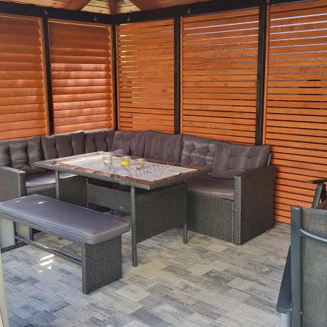 Narożnik tarasowy z technorattanu ciemnoszary