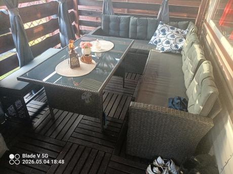 Narożnik tarasowy z technorattanu ciemnoszary