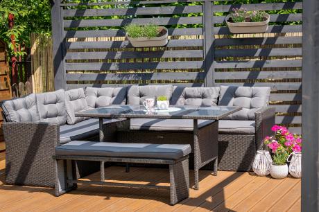 Narożnik tarasowy z technorattanu ciemnoszary