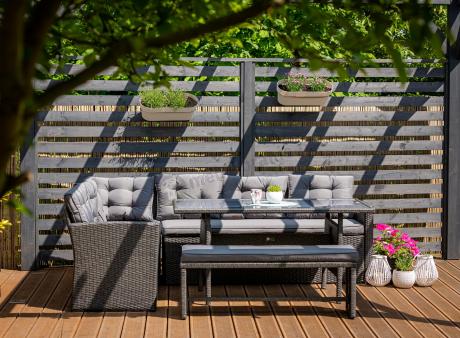 Narożnik tarasowy z technorattanu ciemnoszary