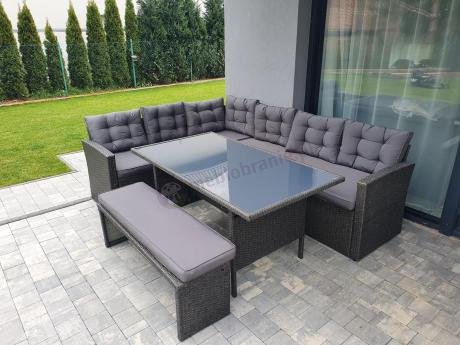 Narożnik tarasowy z technorattanu ciemnoszary