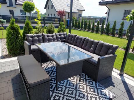 Narożnik tarasowy z technorattanu ciemnoszary