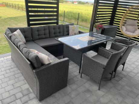 Narożnik tarasowy z technorattanu ciemnoszary