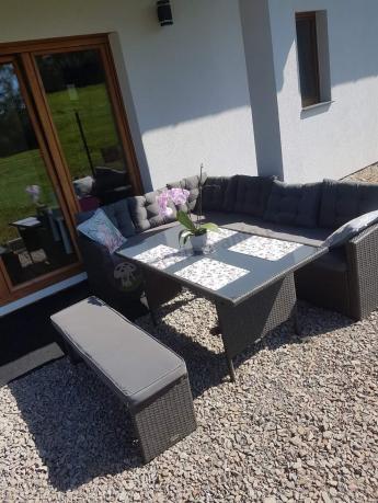 Narożnik tarasowy z technorattanu ciemnoszary