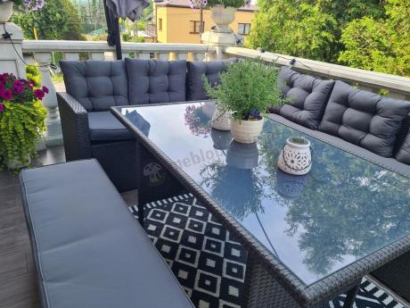 Narożnik tarasowy z technorattanu ciemnoszary