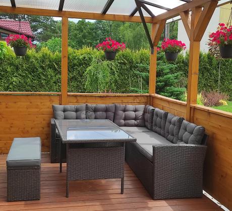 Narożnik tarasowy z technorattanu ciemnoszary