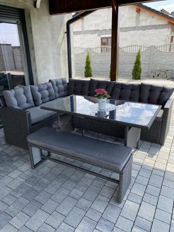 Narożnik tarasowy z technorattanu ciemnoszary