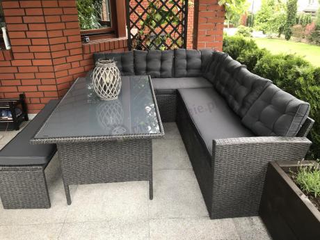 Narożnik tarasowy z technorattanu ciemnoszary