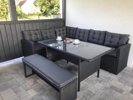 Narożnik tarasowy z technorattanu ciemnoszary