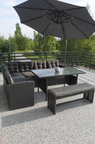 Narożnik tarasowy z technorattanu ciemnoszary