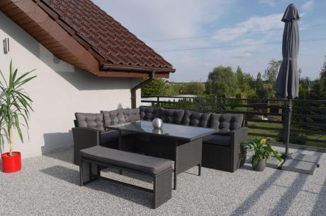 Narożnik tarasowy z technorattanu ciemnoszary