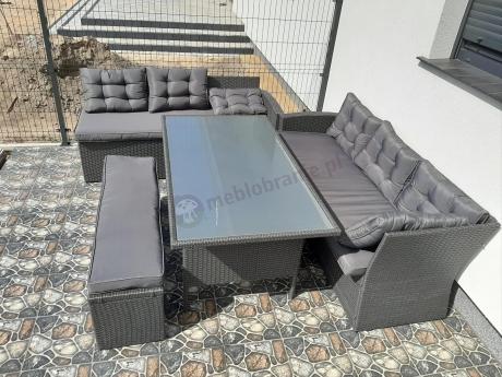 Narożnik tarasowy z technorattanu ciemnoszary