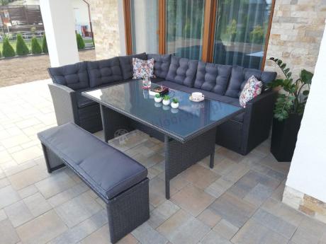 Narożnik tarasowy z technorattanu ciemnoszary