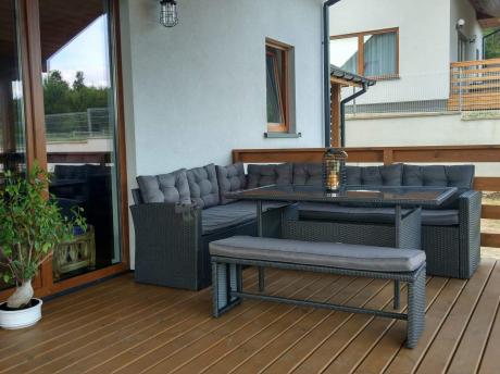 Narożnik tarasowy z technorattanu ciemnoszary