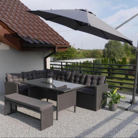 Narożnik tarasowy z technorattanu ciemnoszary