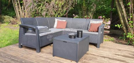 Narożnik tarasowy ze stolikiem skrzynią