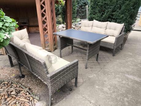 Narożnik technorattan 10 miejsc ze stołem obiadowym Perata Corner Plus Brown