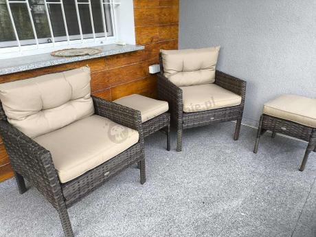 Narożnik technorattan 10 miejsc ze stołem obiadowym Perata Corner Plus Brown