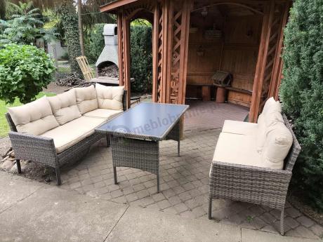 Narożnik technorattan 10 miejsc ze stołem obiadowym Perata Corner Plus Brown