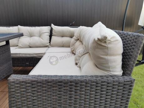 Narożnik technorattan 10 miejsc ze stołem obiadowym Perata Corner Plus Brown