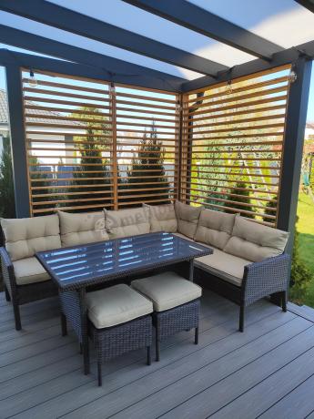 Narożnik technorattan 10 miejsc ze stołem obiadowym Perata Corner Plus Brown