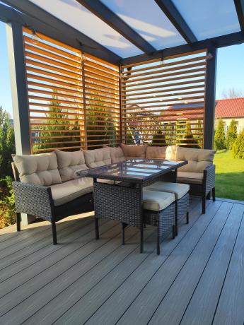 Narożnik technorattan 10 miejsc ze stołem obiadowym Perata Corner Plus Brown