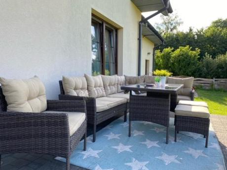 Narożnik technorattan 10 miejsc ze stołem obiadowym Perata Corner Plus Brown