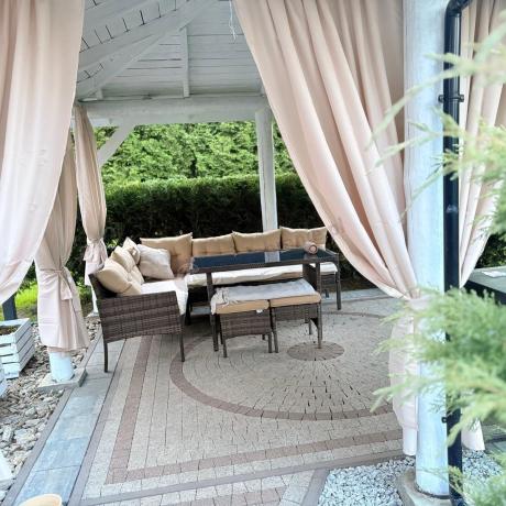 Narożnik technorattan 8 miejsc ze stołem obiadowym Perata Corner Brown