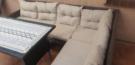 Narożnik technorattan 8 miejsc ze stołem obiadowym Perata Corner Brown