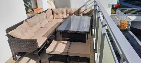 Narożnik technorattan 8 miejsc ze stołem obiadowym Perata Corner Brown