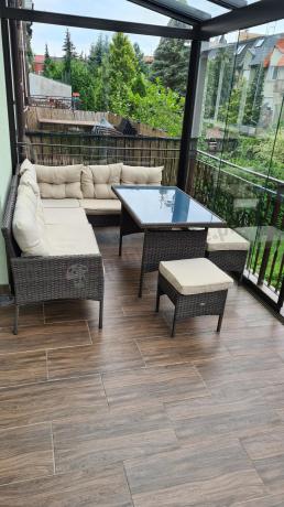 Narożnik technorattan 8 miejsc ze stołem obiadowym Perata Corner Brown