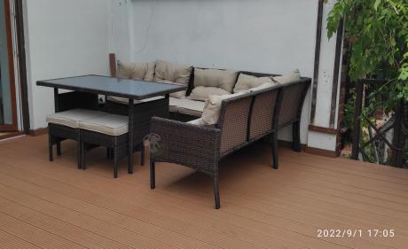 Narożnik technorattan 8 miejsc ze stołem obiadowym Perata Corner Brown