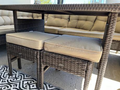 Narożnik technorattan 8 miejsc ze stołem obiadowym Perata Corner Brown