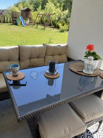 Narożnik technorattan 8 miejsc ze stołem obiadowym Perata Corner Brown