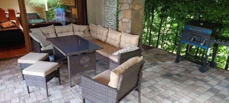 Narożnik technorattan 8 miejsc ze stołem obiadowym Perata Corner Brown