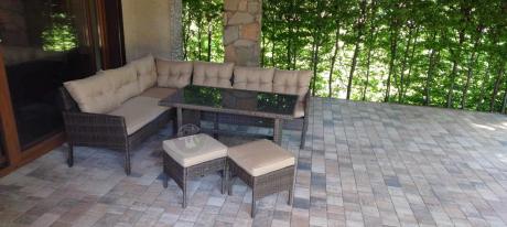 Narożnik technorattan 8 miejsc ze stołem obiadowym Perata Corner Brown