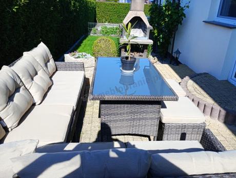 Narożnik technorattan 8 miejsc ze stołem obiadowym Perata Corner Brown