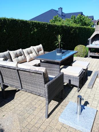 Narożnik technorattan 8 miejsc ze stołem obiadowym Perata Corner Brown