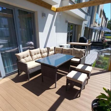 Narożnik technorattan 8 miejsc ze stołem obiadowym Perata Corner Brown