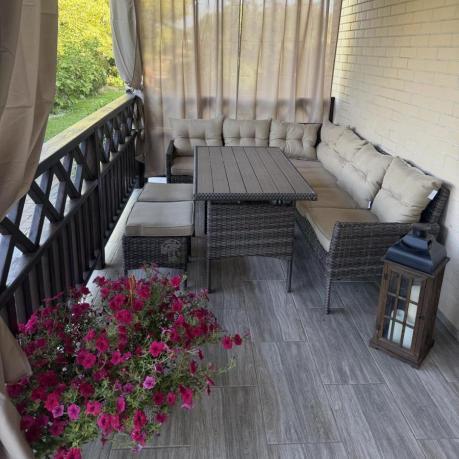 Narożnik technorattan 8 miejsc ze stołem polywood Perata Corner Brown Polywood